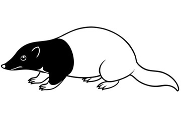 mole silhouette line art vector illustration with a white background
