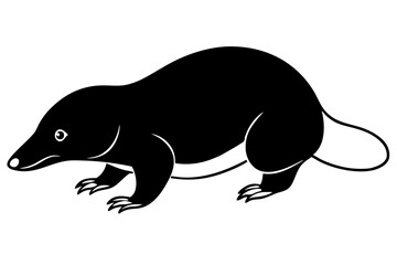 mole silhouette line art vector illustration with a white background