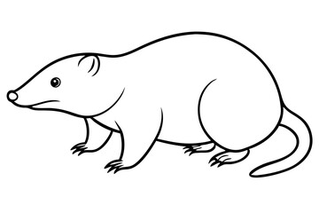 mole silhouette line art vector illustration with a white background