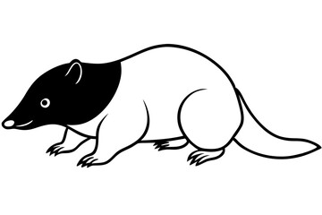 mole silhouette line art vector illustration with a white background