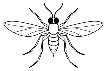 mosquito silhouette line art vector illustration with a white background