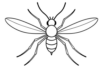mosquito silhouette line art vector illustration with a white background