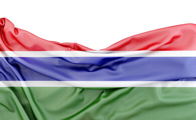 Flag of Gambia isolated on white background with copy space above. 3D rendering