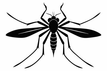 mosquito silhouette line art vector illustration with a white background