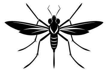 mosquito silhouette line art vector illustration with a white background