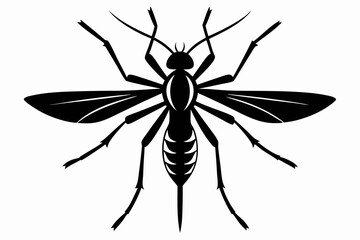 mosquito silhouette line art vector illustration with a white background