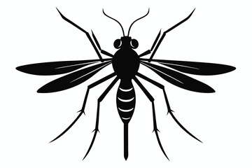 mosquito silhouette line art vector illustration with a white background