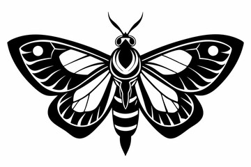 moth silhouette line art vector illustration with a white background