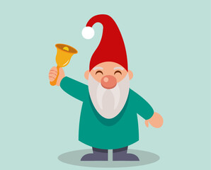 Happy cute xmas little dwarf with bell