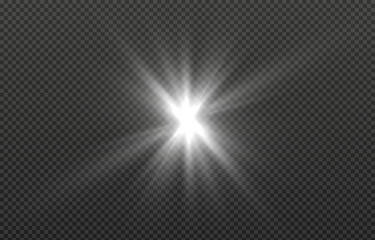 Vector light on isolated transparent background. Sun, rays of light png. Magic glow, golden light png.