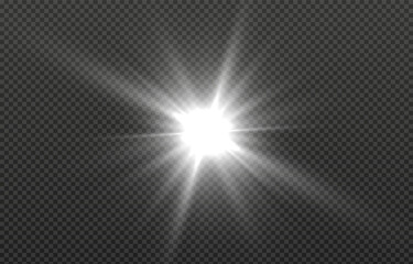 Vector light on isolated transparent background. Sun, rays of light png. Magic glow, golden light png.
