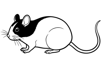 mouse silhouette line art vector illustration with a white background