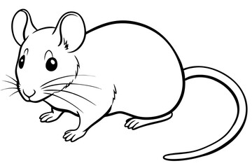 Fototapeta premium mouse silhouette line art vector illustration with a white background