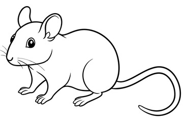 mouse silhouette line art vector illustration with a white background
