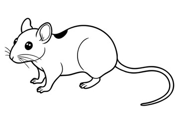 mouse silhouette line art vector illustration with a white background