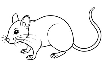 mouse silhouette line art vector illustration with a white background