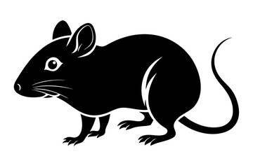 mouse silhouette line art vector illustration with a white background