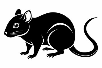 mouse silhouette line art vector illustration with a white background