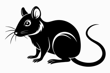 mouse silhouette line art vector illustration with a white background