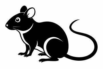 mouse silhouette line art vector illustration with a white background