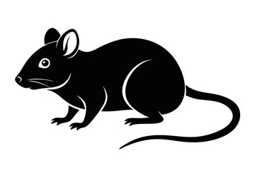 mouse silhouette line art vector illustration with a white background