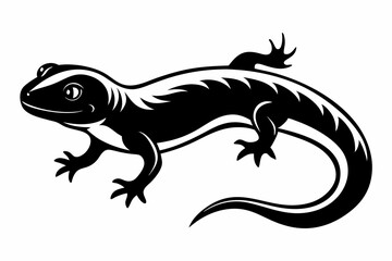 Naklejka premium newt silhouette line art vector illustration with a white background