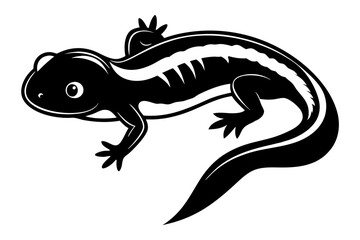 newt silhouette line art vector illustration with a white background