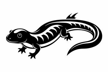 newt silhouette line art vector illustration with a white background