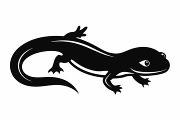 newt silhouette line art vector illustration with a white background
