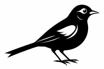 nightingale silhouette line art vector illustration with a white background