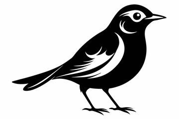 nightingale silhouette line art vector illustration with a white background