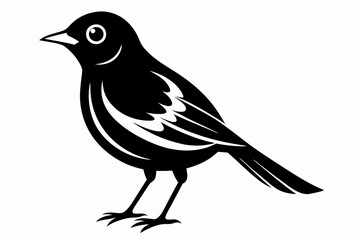 nightingale silhouette line art vector illustration with a white background