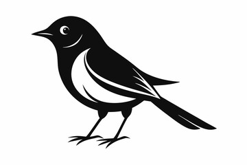 nightingale silhouette line art vector illustration with a white background