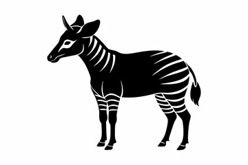 okapi silhouette line art vector illustration with a white background