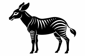 okapi silhouette line art vector illustration with a white background