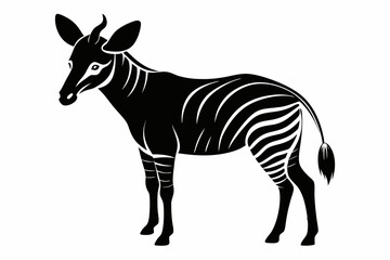 okapi silhouette line art vector illustration with a white background