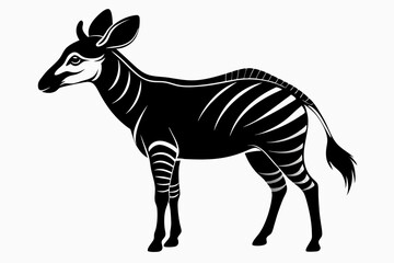 okapi silhouette line art vector illustration with a white background