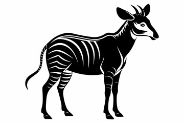 okapi silhouette line art vector illustration with a white background