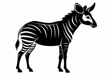 okapi silhouette line art vector illustration with a white background
