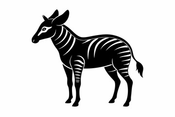 okapi silhouette line art vector illustration with a white background