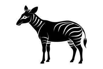 okapi silhouette line art vector illustration with a white background