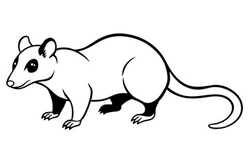 opossum silhouette line art vector illustration with a white background