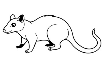 opossum silhouette line art vector illustration with a white background