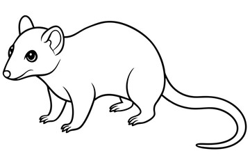 opossum silhouette line art vector illustration with a white background