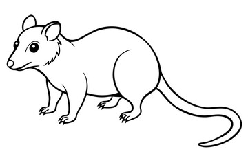 opossum silhouette line art vector illustration with a white background