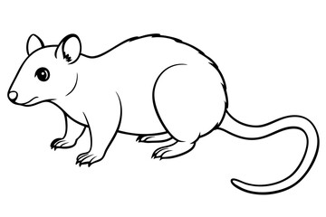 opossum silhouette line art vector illustration with a white background