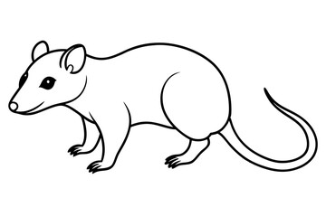 opossum silhouette line art vector illustration with a white background