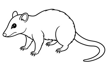 opossum silhouette line art vector illustration with a white background