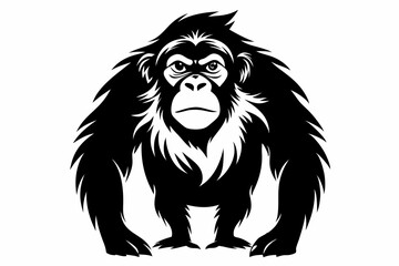 orangutan silhouette line art vector illustration with a white background