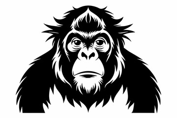 orangutan silhouette line art vector illustration with a white background